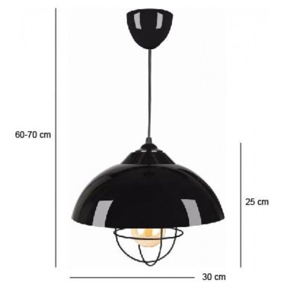 Modern Pendant Ceiling Light INDUSTRY 1xE27 Metallic Black Bell 204-0110 - Image 2