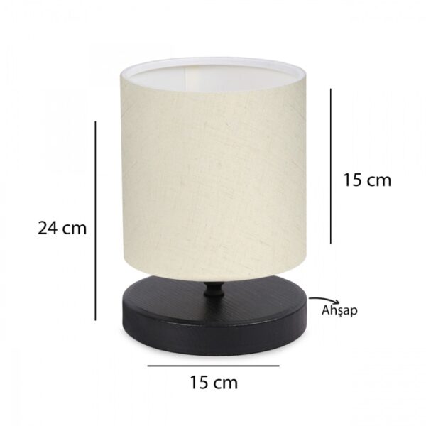 Modern Table Lamp Single Light MINNIE 1xE27 Black Wood with Beige Fabric 204-0062 - Image 3