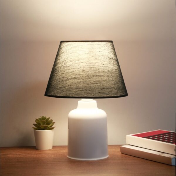 Modern Table Lamp Single Light CIA 1xE27 White Plastic with Black Fabric 204-0081 - Image 2