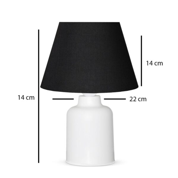 Modern Table Lamp Single Light CIA 1xE27 White Plastic with Black Fabric 204-0081 - Image 3