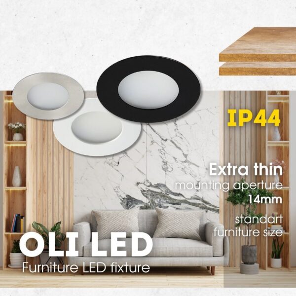 LED Mini Spot Επίπλου Χωνευτό OLI 2Watt Μαύρο 4000Κ IP44 VIV004976 - Image 3