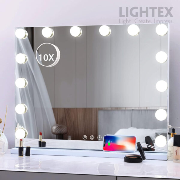 LED Mirror Hollywood Makeup 14Watt with Switching Lighting IP20 Touch with Touch Display Dimmable - Image 8